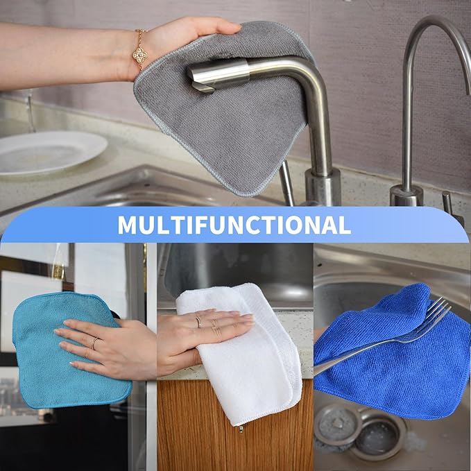 KinHwa Kitchen Washcloths for Dishes Absorbent Microfiber Dish Cloths Quick Dry
