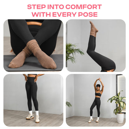 CoolMate Pilates Socks with Grips for Women, Yoga Socks, Crew Non Slip Women for Workout, Barre, Pilates Gifts