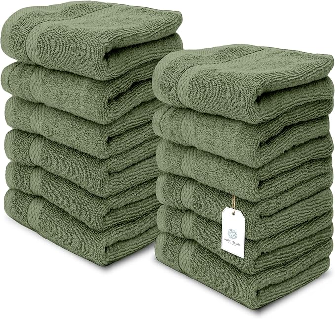 White Classic Luxury Cotton Washcloths 13x13 Inch
