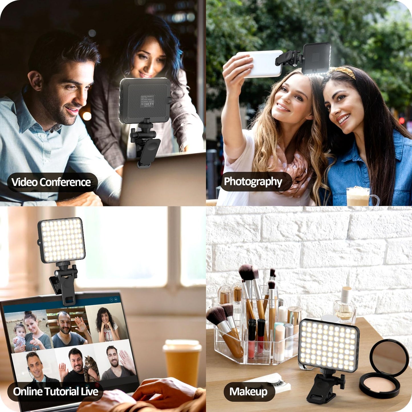 XINBAOHONG LED Video Light, Mini Selfie Light Rechargeable Clip-on Ring Light for Phone Laptop Tablet and Computer Dimmable Fill Lamp for Conference Zoom Call Photography Makeup Picture