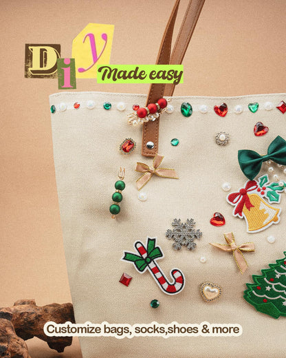 DoDoBeads Christmas Shoe & Sock Charms Kit, 86 pcs DIY Holiday Decorations with Bows, Pearls, Snowflakes, Pins – Perfect for Festive Christmas Socks, Shoes & Holiday Craft Projects