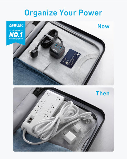 Anker 20W USB C Power Strip, 321 Power Strip with 3 Outlets and USB C Charging for iPhone 15/15 Plus/15 Pro/15 Pro Max, 5 ft Extension Cord, Power Delivery Charging for Dorm Rooms,Home Office