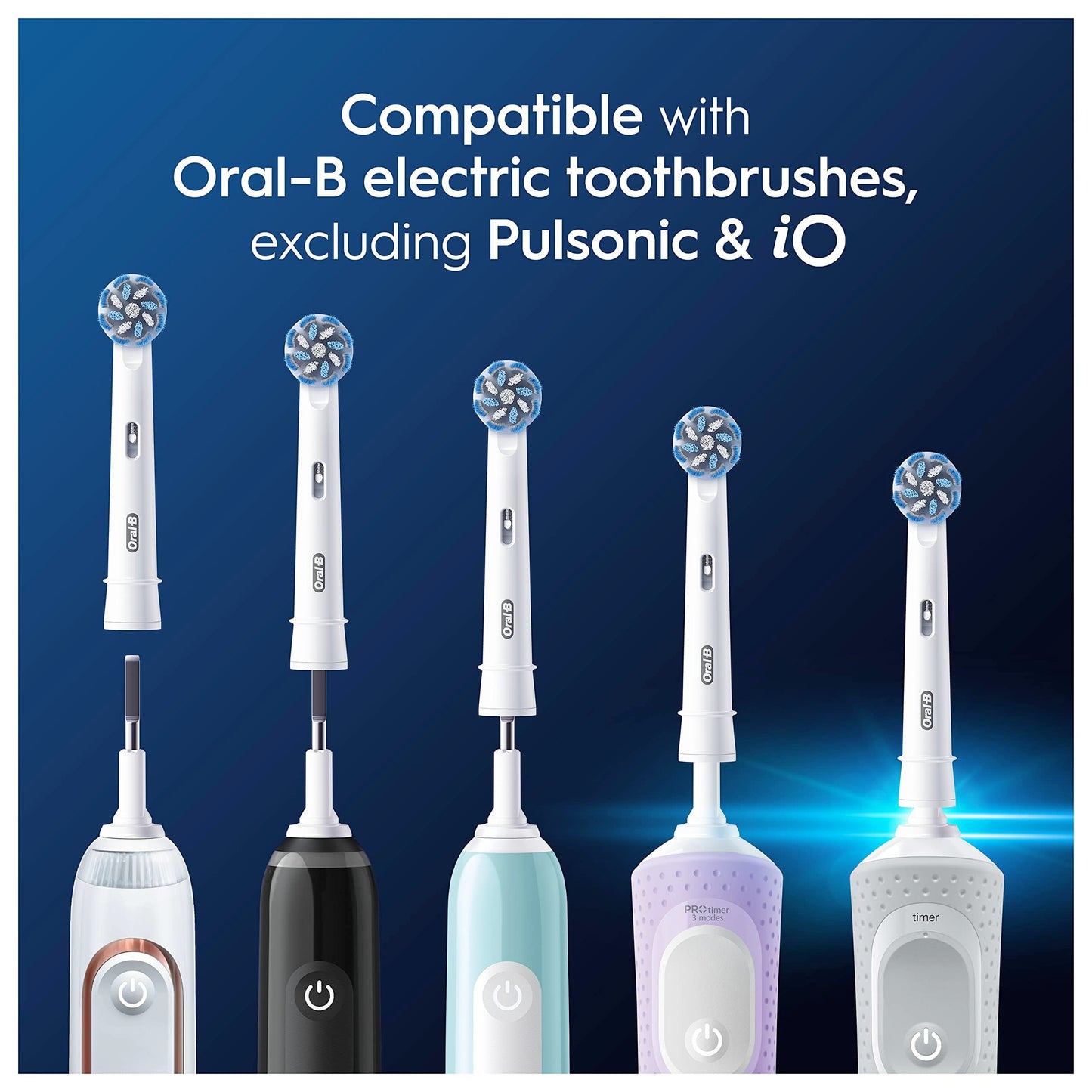 Oral-B Pro Sensitive Clean Electric Toothbrush Head, X-Shaped & Extra Soft Bristles for Gentle Brushing & Plaque Removal, Pack of 4 Toothbrush Heads, White