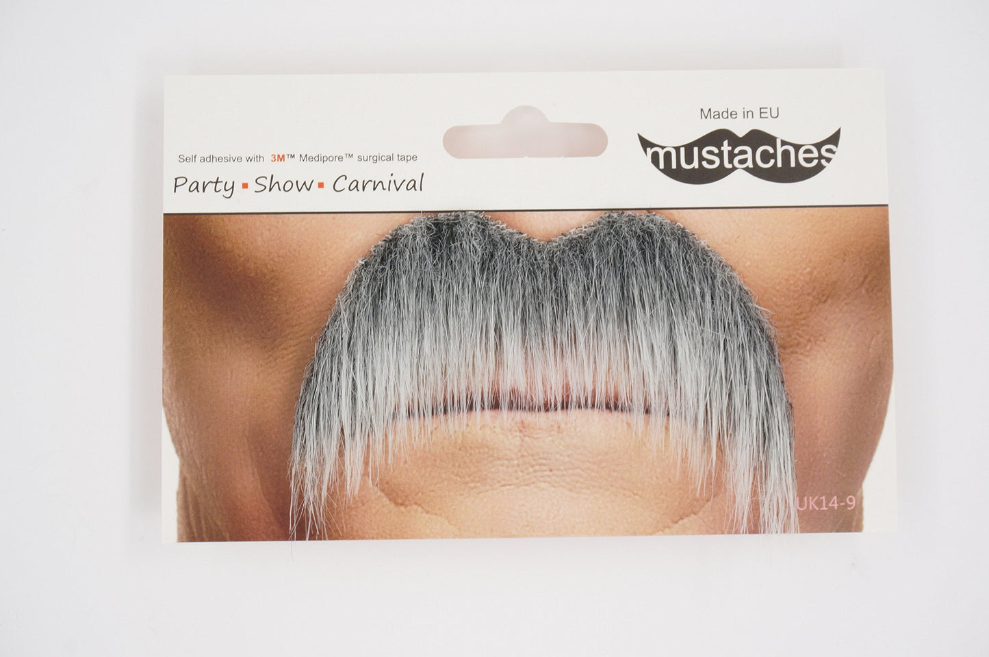 Mustaches Self Adhesive Fake Mustache, Novelty, Horseshoe False Facial Hair, Costume Accessory for Adults, Gray with White Color
