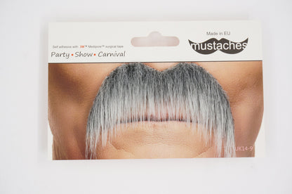 Mustaches Self Adhesive Fake Mustache, Novelty, Horseshoe False Facial Hair, Costume Accessory for Adults, Gray with White Color