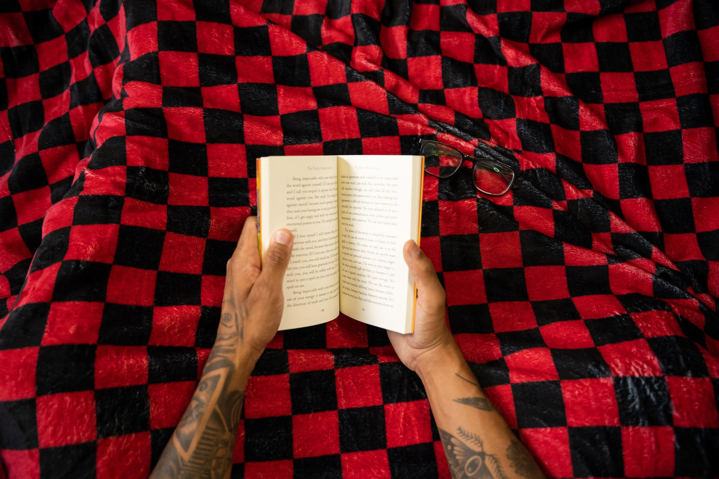 Checkered Fleece Blanket - Cozy Flannel Chessboard Lightweight - Super Soft Warm Throw Blanket - Decorative - Perfect for Camping Home Bed Couch Sofa - All Seassons (Red, 50''x60'')