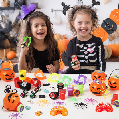 SpringFlower 336 PCS Halloween Party Favors,48 Pack Prefilled Pumpkins With Toys, Halloween Party Favors Bulk Kids Trick or Treat & Classroom School Rewards, Halloween Gifts
