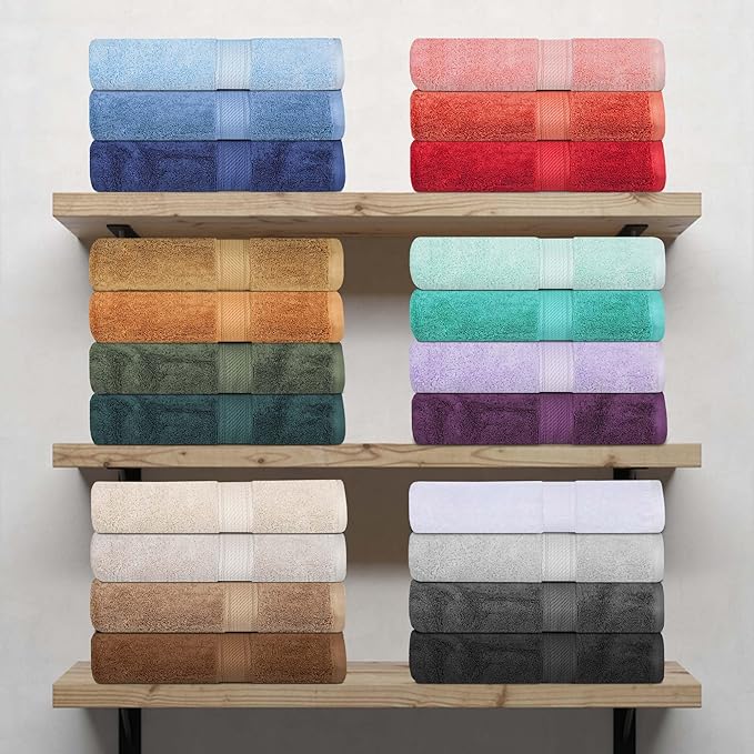 SUPERIOR Egyptian Cotton Pile Hand Towel Set of 4, Ultra Soft Luxury Towels