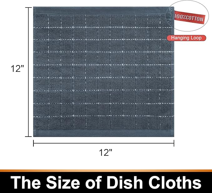 Mordimy 100% Cotton Terrycloth Kitchen Towels and Dishcloths Sets, Soft and