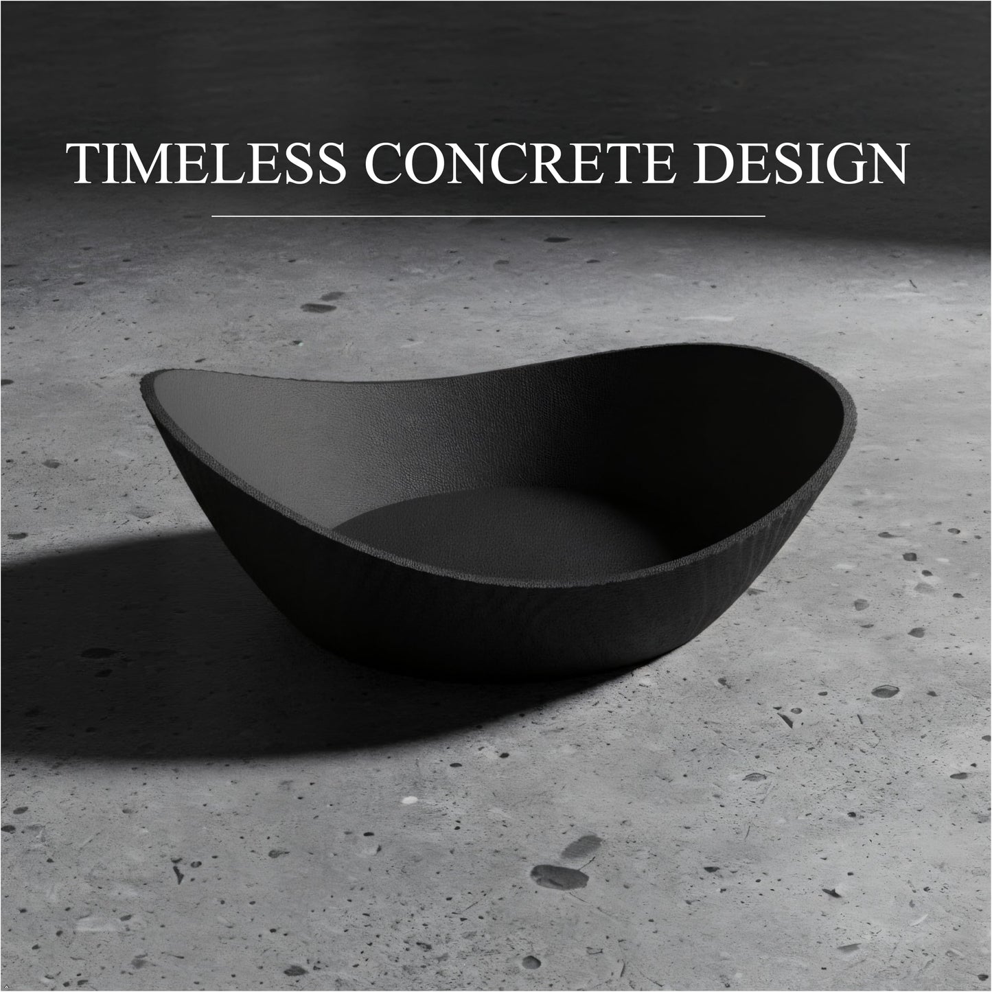 Concrete Fruit Bowl, Large Modern Meteorite Pattern Decorative Bowl for Kitchen Counter, Dining Table & Home Decor,Sturdy Centerpiece for Fruit, Keys, Candy, Unique Handmade Design (Black, 10.6")