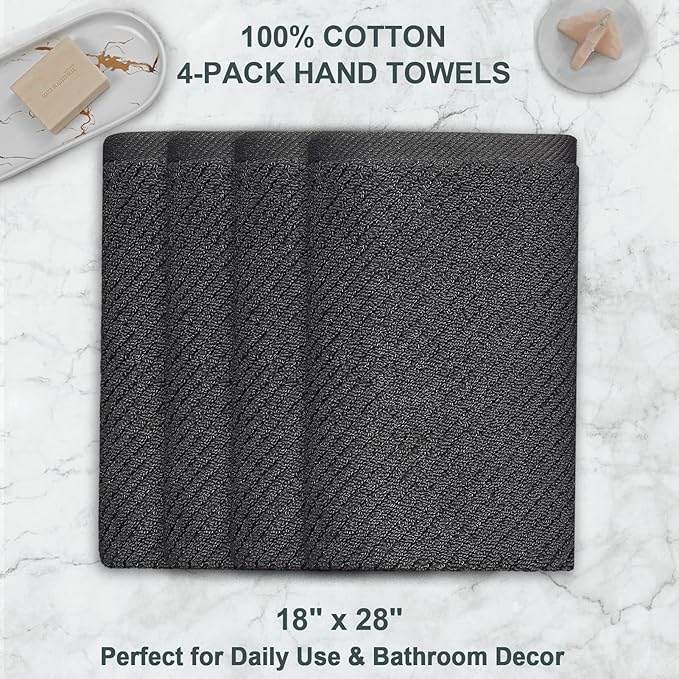 VOOVA & MOVAS Gray Hand Towels for Bathroom, Large 18" x 28"