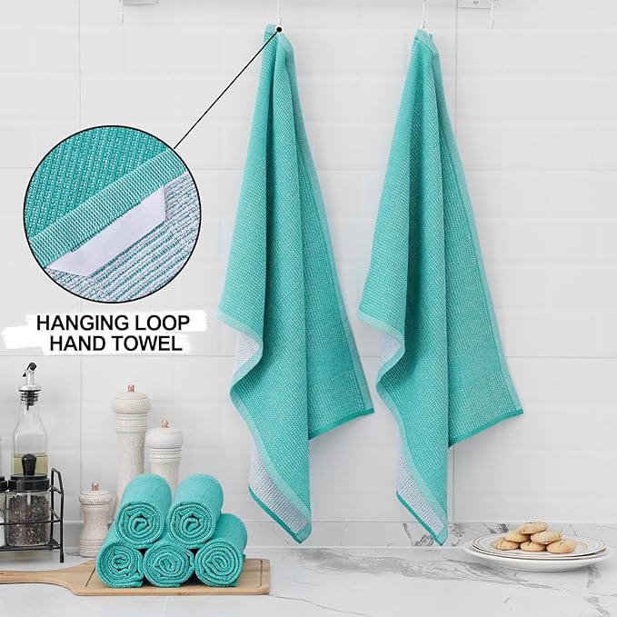 Homaxy Premium Kitchen Towels, Large Cotton Kitchen Hand Towels, Flat and Terry