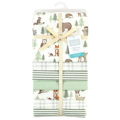 Hudson Baby Unisex Baby Cotton Flannel Receiving Blankets Bundle, Forest Animals, One Size