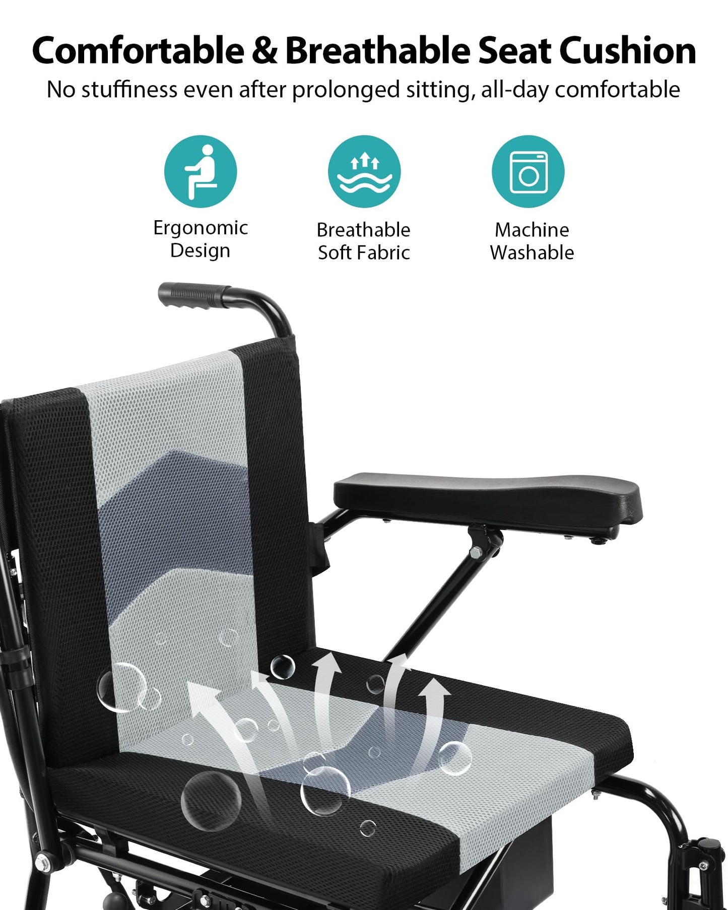 Goldseason 19" Wider Electric Wheelchair - 15 Miles Range, 330 lb Foldable Lightweight Motorized Wheelchair with Large Tire, 360W Power Wheelchair for Home/Outting/Travel(Grey)