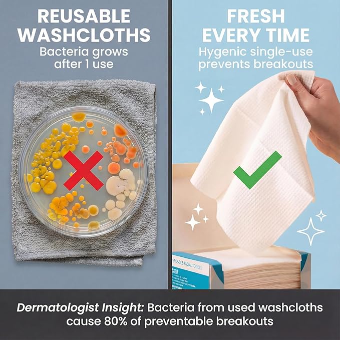 Disposable Face Towels XL 10x12-100% Viscose Eucalyptus Biodegradable Clean