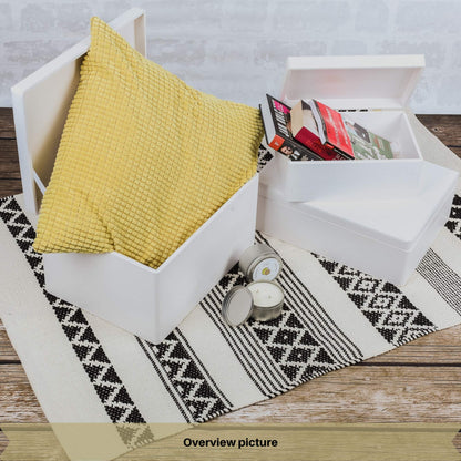 Creative Deco Large White Wooden Box Storage with Hinged Lid | 11.8x7.87x5.51in (+-0.5) | Keepsake Gift Box for Tool Dog Toy Kitchen Storage | ROUGH UNSANDED Wood Chest Trunk