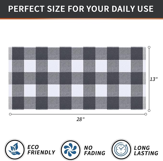 Homaxy 100% Cotton Waffle Weave Check Plaid Kitchen Towels, 13 x 28 Inches