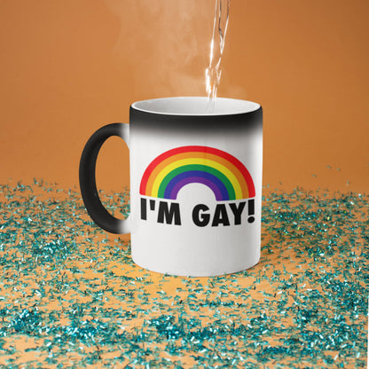 I'm Gay Rainbow Heat Change Mug - Funny Rude Mug - Message Appears as it Heats - Perfect Novelty Gag Gift, best funny gifts and pride accessories