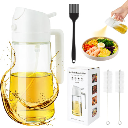 Ponpon Oil Sprayer for Cooking, 16oz Olive Oil Spray Bottle, Oil Dispenser for Kitchen for Barbecue, Salad, Cooking, Baking (Black)