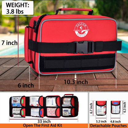 SUPER FALCON RESCUE 418-Piece First Aid Kit for Home, Travel, Camping, Hiking & Outdoor Emergencies, Tear-Resistant Survival Kits for Business, Vehicle & School, Multi-Use Emergency Medical Supplies