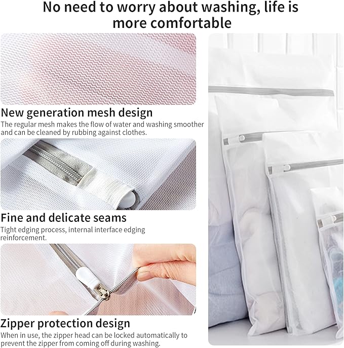 3 Pack Mesh Laundry Bags Medium by MDSXO- Fine Durable Lingerie Delicates Bag
