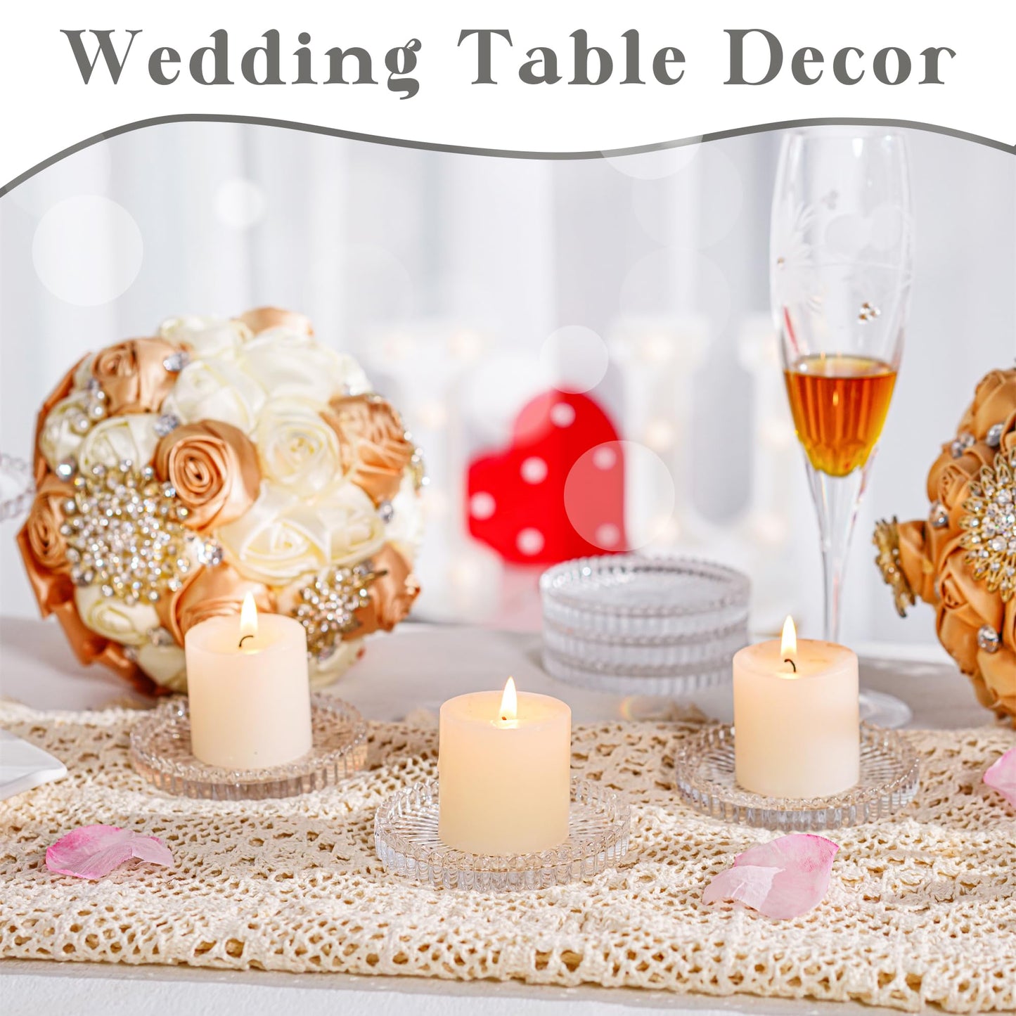 kanpura Clear Glass Pillar Candle Holder Plates Set of 6, 4 Inch Round Glass Candle Tray Plates for Dining Wedding Christmas Party Table Centerpiece