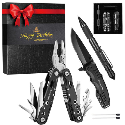Birthday Gifts, Multitools Gift Set "Happy Birthday" for Birthday, Stocking stuffers Multit-tools Set with Multi-Pliers, Pocket Knife, Tactical Pen, Birthday Gift for Men Women(HAPPY BIRTHDAY)
