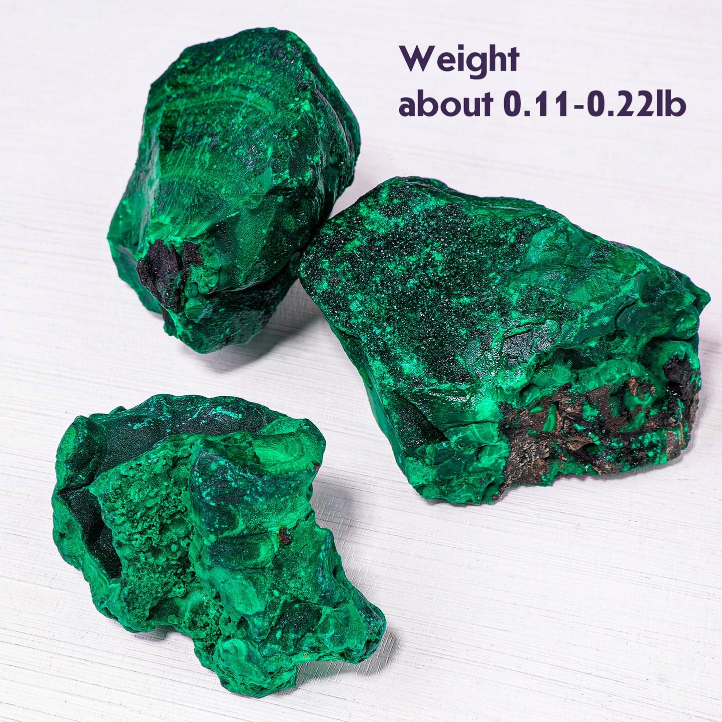 Apengshi Natural Malachite Crystal Stone 0.11-0.22lb Raw Malachite Stone Irregular Rough Malachite Mineral Specimen Original Shape Healing Crystal Gem Worry Relief Stress with Gift Box