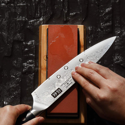 SHAN ZU Sharpening Stone, Whetstone with Angle Guide Non-Slip Bamboo Base grit 1000/6000 Knife Sharpeners, Professional 2-in-1 Wetstone