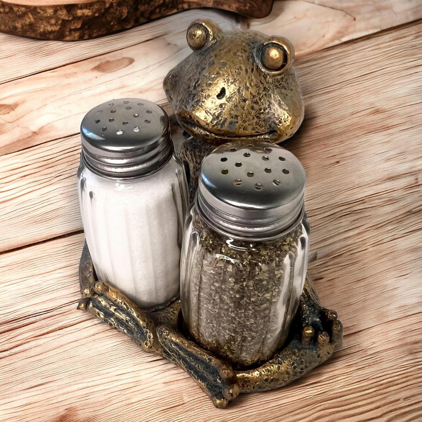 Yoga Frog Salt and Pepper Set with Glass Shakers – Whimsical Meditating Zen Master Lotus Pose Figurine – Dining Table Kitchen or Bar