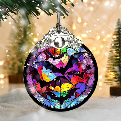 Jocidea Christmas Ornament, Bat Christmas Decor, Bat Ornaments for Christmas Tree, Stained Glass Ornament, Bat Gifts, Holiday Decorations and Xmas Gifts Ideas
