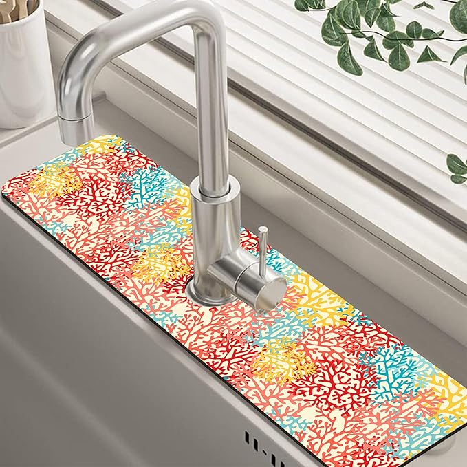 Colorful Sea Corals Dish Drying Mat