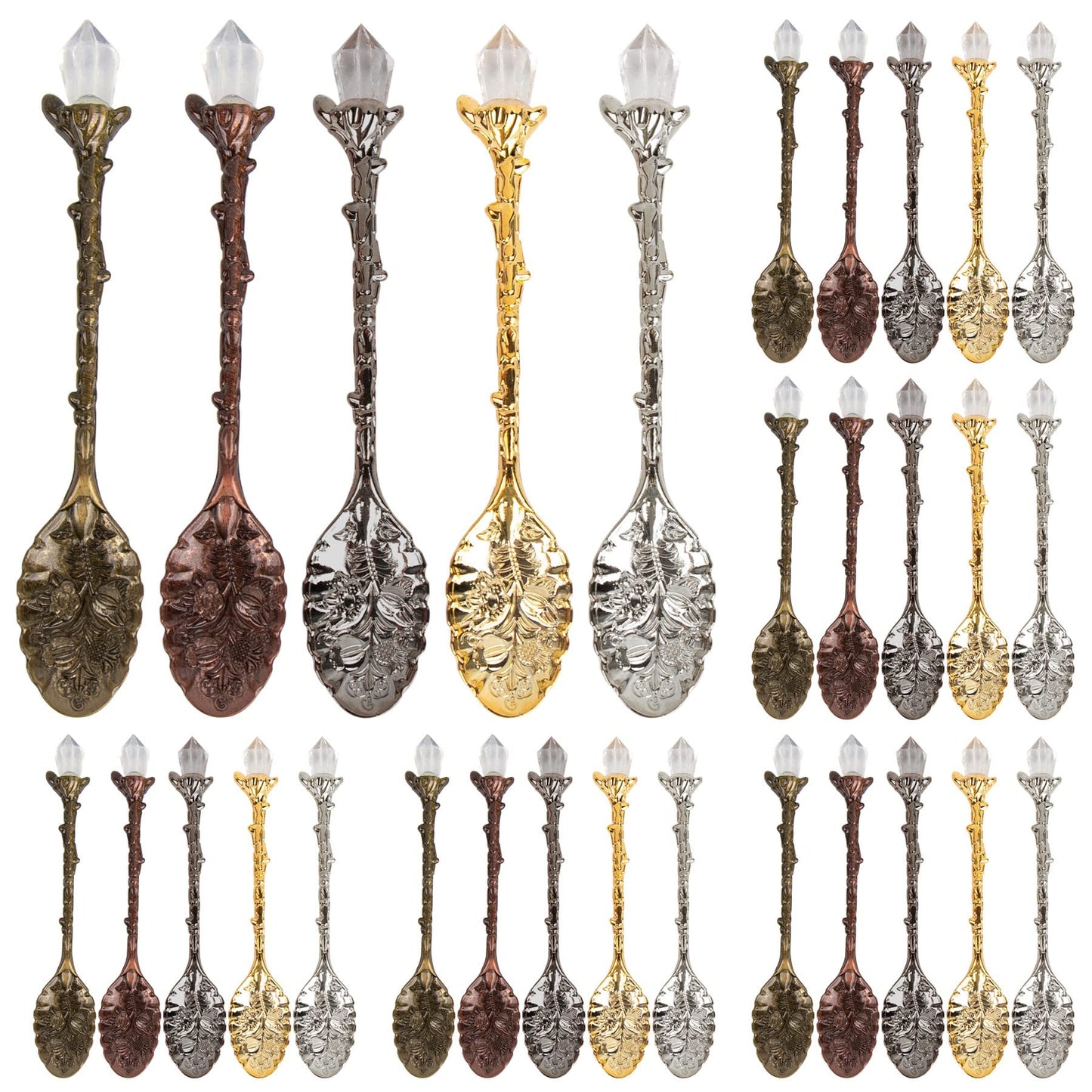 AUEAR, 50 Pack Vintage Crystal Spoons Set Carved Coffee Tea for Home Office Party Supplies