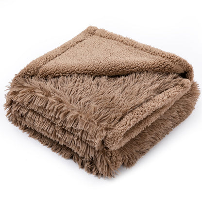 Cat Calming Dog Blanket for Couch Waterproof Fluffy Faux Fur Blankets for Dogs and Cats Soft Lightweight Couches and Bed Cover Washable(Brown,M-57x40in)