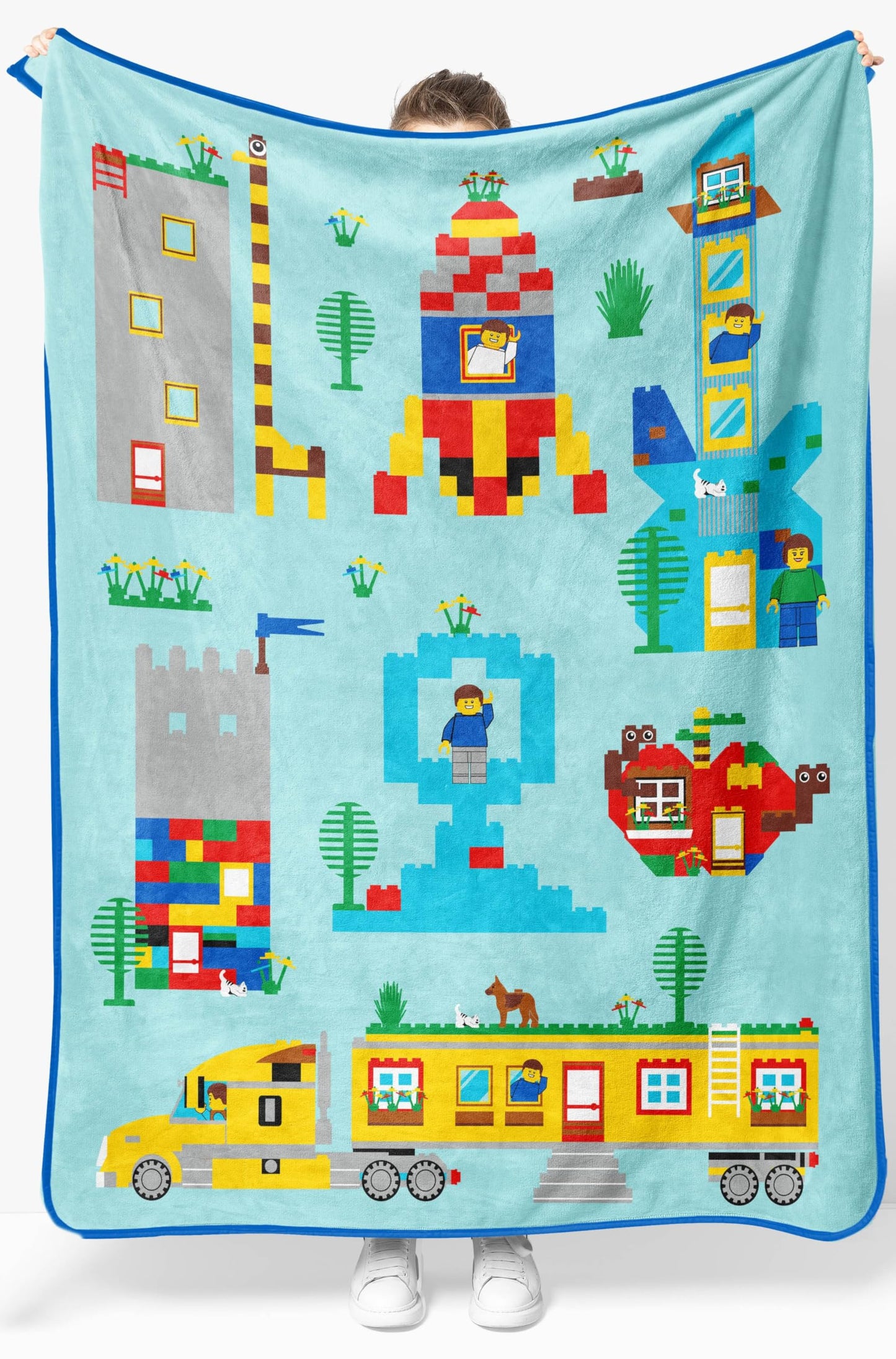 Jay Franco Kids Plush Throw Blanket – Soft & Cozy Fleece Throw for Bedroom & Couch Décor, Official Licensed Product, Blue - LEGO®, 46x60 - Throw Blanket