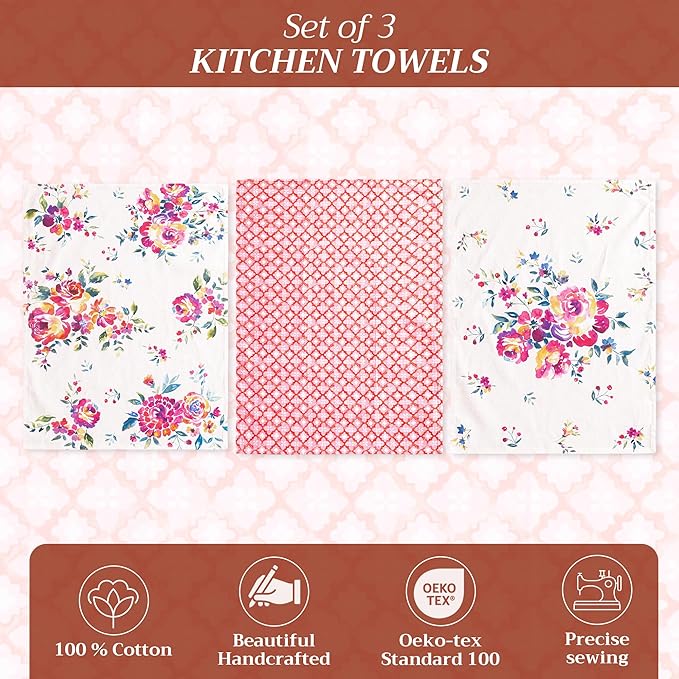Maison d' Hermine Kitchen Towels Set of 3 100% Cotton 27.50" x 20" Reusable