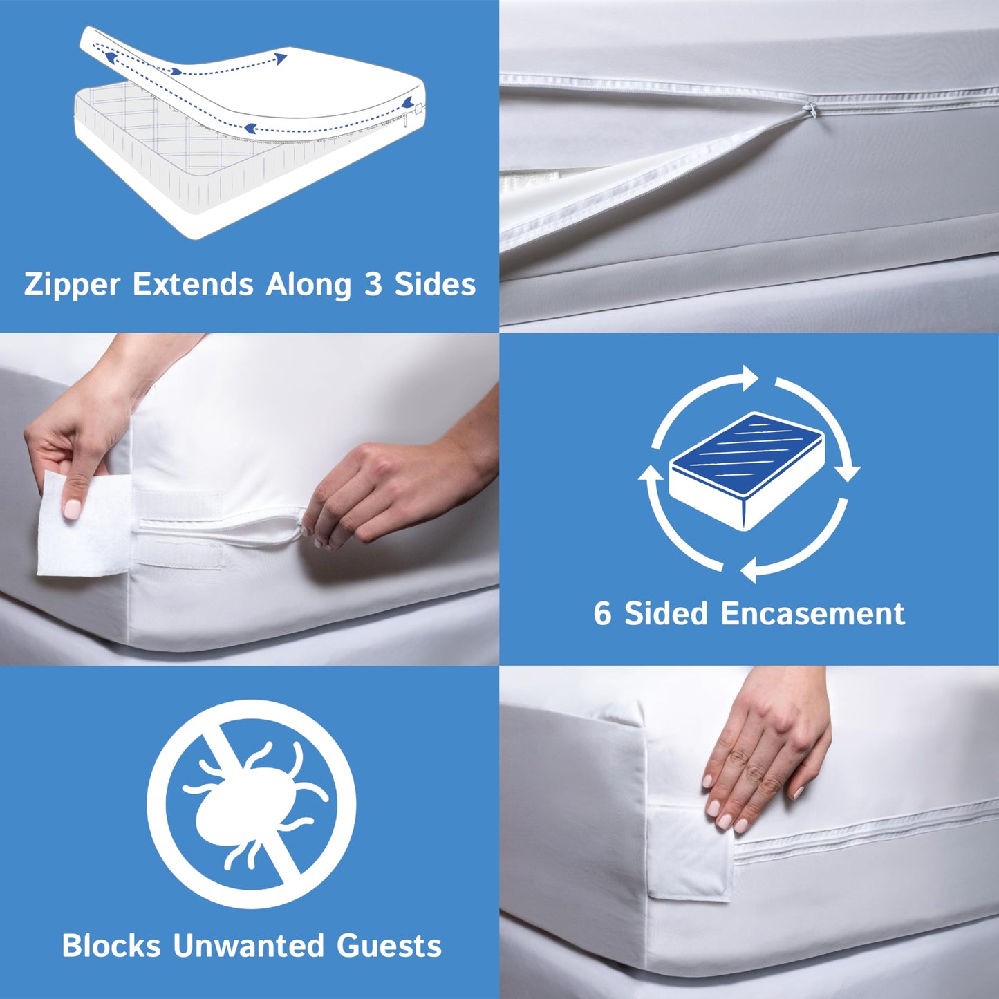 RV Short Queen Size Mattress or Box Spring Encasement (5" to 8" Depth) - Waterproof Zippered Protector Hypoallergenic Premium Bed Cover Protects from Dust Allergens