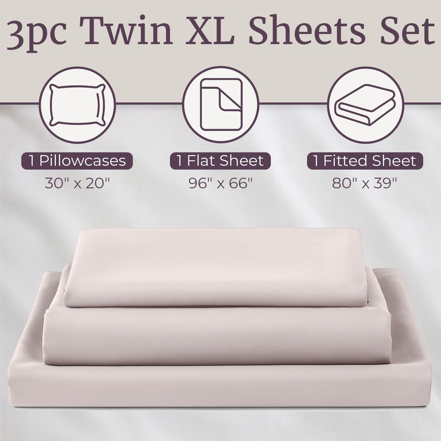 Brushed Microfiber Sheet Set-3 Piece Bed Linens-Fitted & Flat Sheets, Plus Pillowcase-Wrinkle, Stain & Fade Resistant by Lavish Home (Twin XL, Beige)