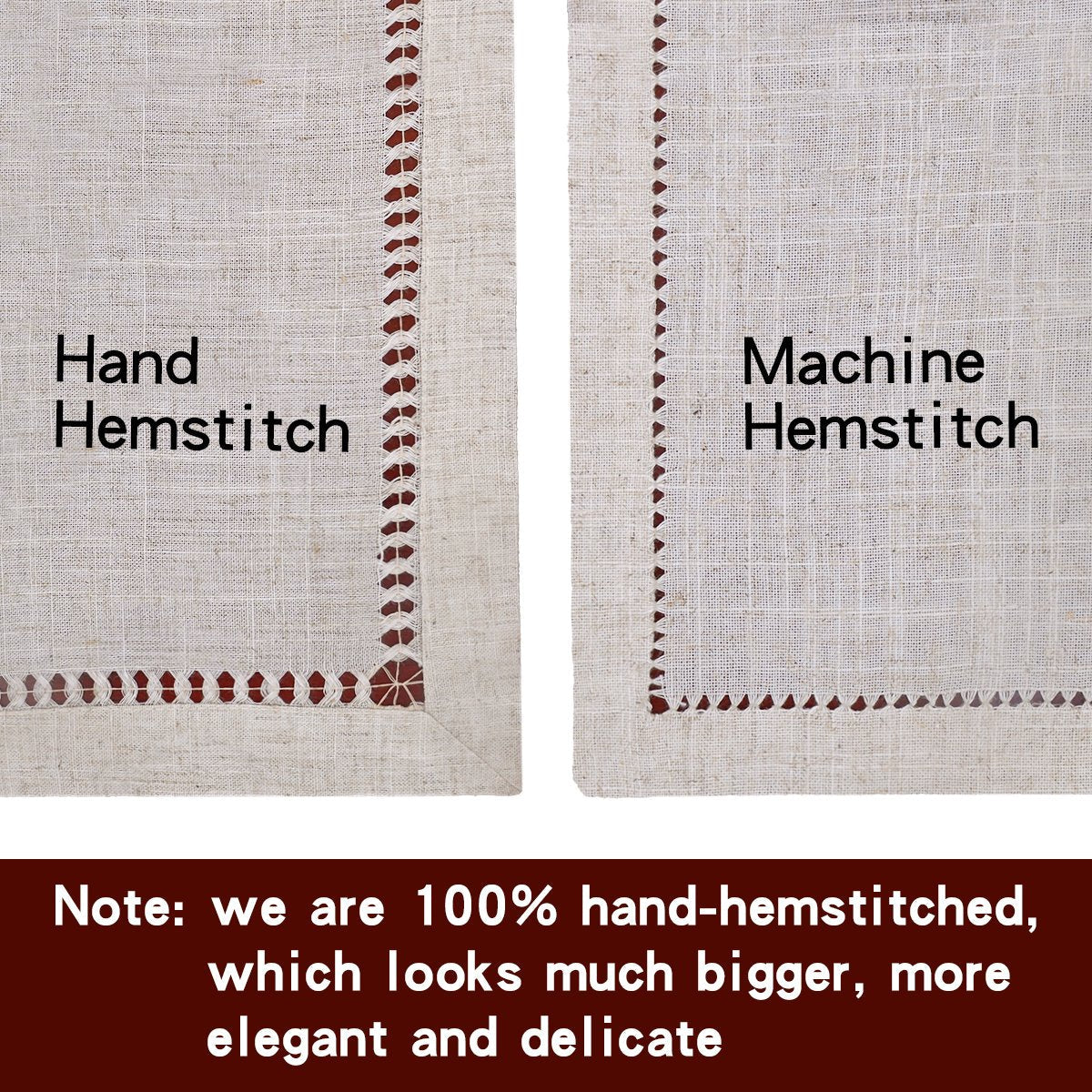 Grelucgo Handmade Hemstitched Table Placemats, Rectangle 12x18 Inch Set of 6, Natural Color