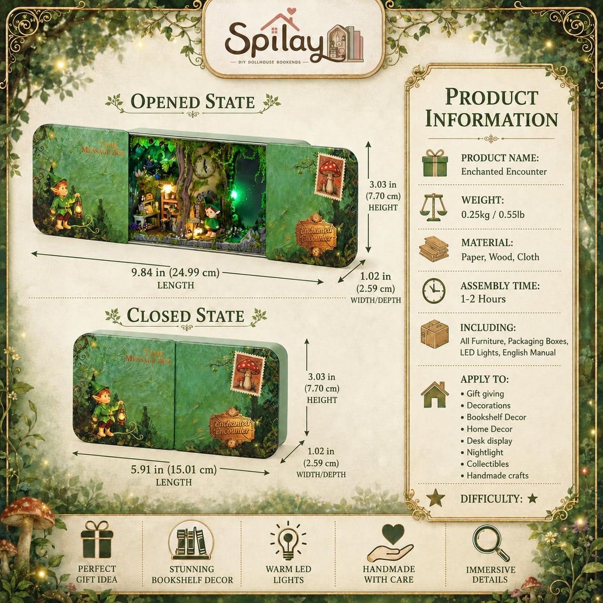 Spilay DIY Miniature House Kit for Adults, Miniature Dollhouse Kit