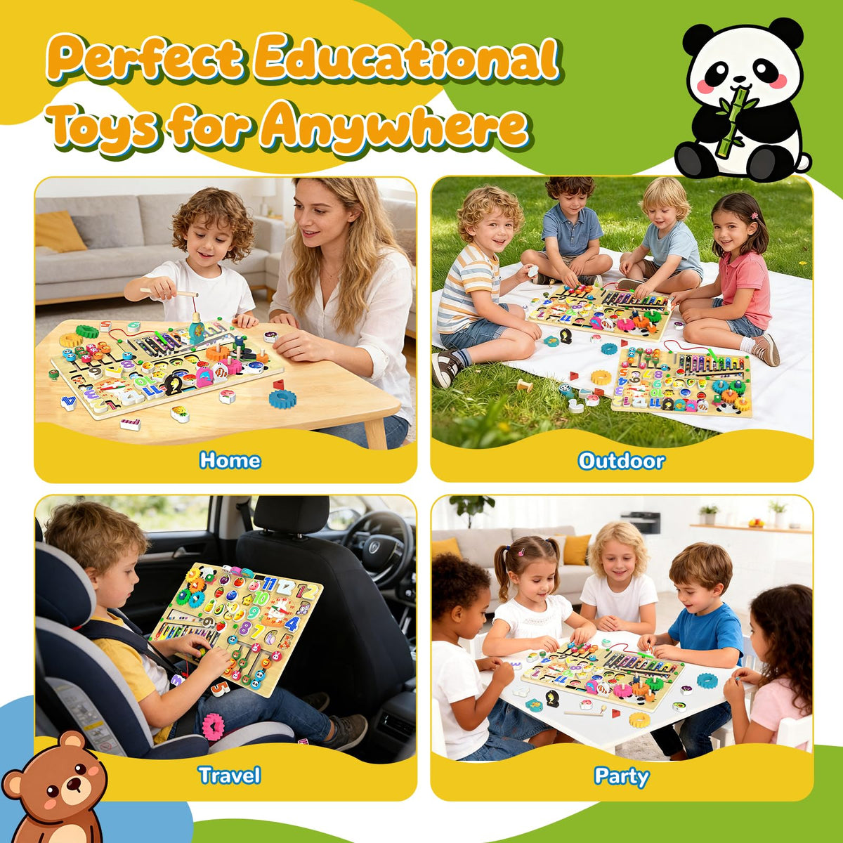 9-in-1 Montessori Busy Board Wooden Magnetic Maze Toy for 3+ Year Old Gift