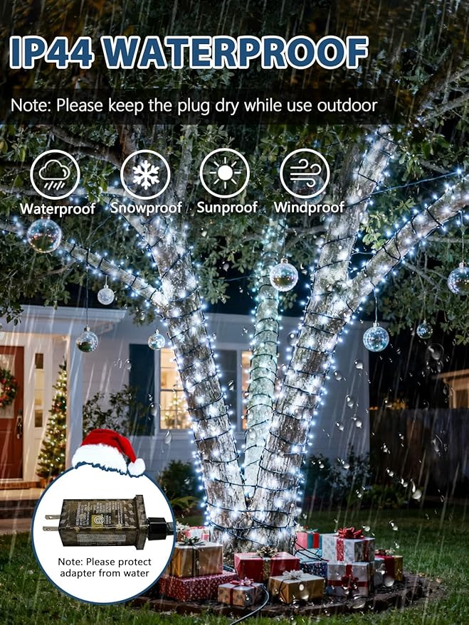 Voice Controlled Christmas Lights with Remote, 264 FT 800 LED String Lights Indoor Outdoor with 12 Modes 3 Timers, Dimmable Twinkle Light Plug in Waterproof for Xmas Tree Party Decor, Cool White