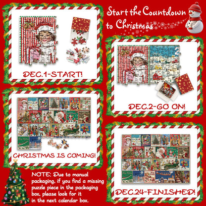 Christmas Advent Calendar Puzzle 1000 Piece for Adult, Christmas Countdown Calendar Jigsaw Puzzle, Holiday Santa Puzzle for Adult 1000 Piece