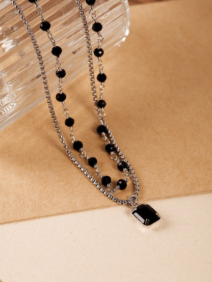Sacina Gothic Boho Crystal Necklace, Layered Necklace, Black Choker, Gothic Choker, Christmas New Year Jewelry Gift For Women