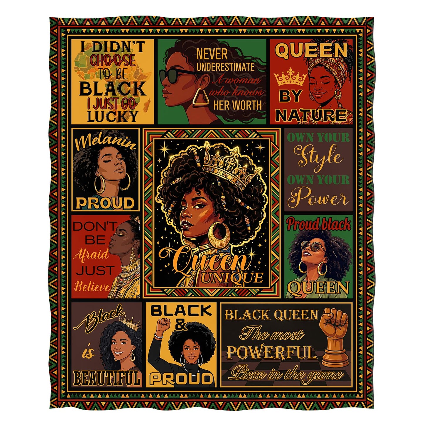 Levens Empowering Collage African American Black WomanFlannel Throw Blanket 50x60 | Soft Lightweight Cozy Decorative Blanket for Women Gift, Living Room, Couch, Dorm, Office, Car, Camping, Nap