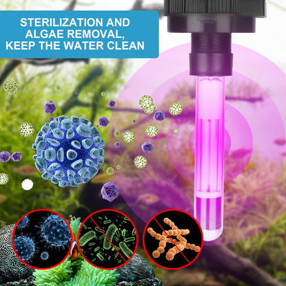 BAITAI Internal Fish Tank Filter,Aquarium Filter with UV Steriliser Turns Green Water to Clear,Multi-mode(Aeration/Rainfall,etc) Filter Pump for 80-200L Aquariums,Flow Rate and Direction Adjustable