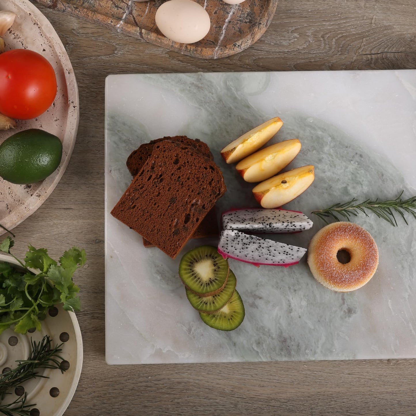 Koville African Natural Marble Cutting Board for Kitchen, 16x12inch Large Hand Crafted Marble Slab for Cheese, Charcuterie, Pastry Board - Wedding Gift, House Warming Gift