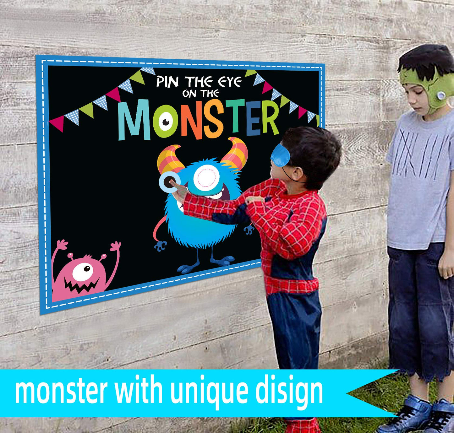 MISS FANTASY Halloween Games Kids - Pin The Eye on The Monster Halloween Party Decorations Gmaes Activities Crafts Supplies for Monster Birthday Family Children Boys Girls Classroom