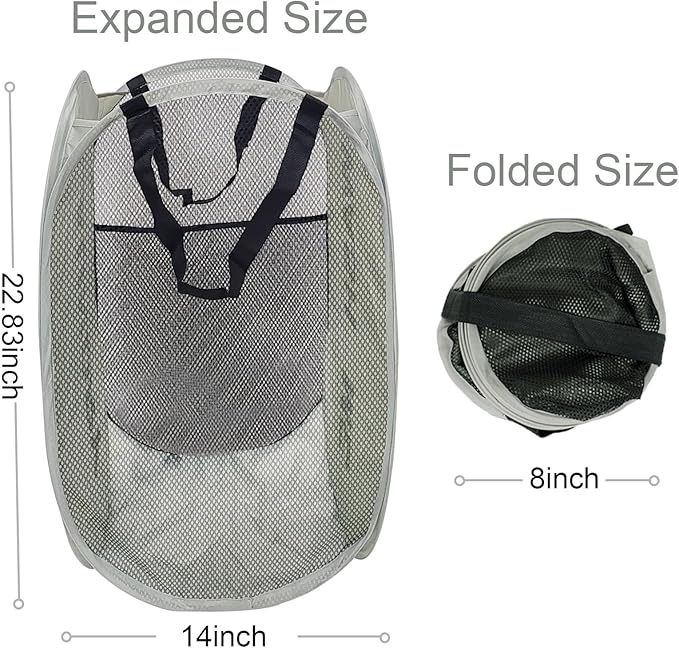 Larpur Pop Up Laundry Baskets, 2 Pack Mesh Laundry Hampers