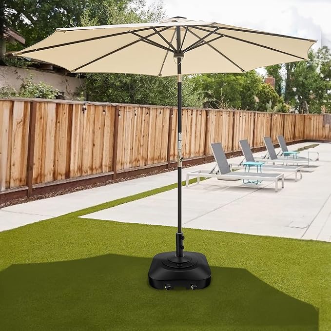 Umbrella Base with 5 Wheels, Upgraded 145lb Umbrella Stand Base, Heavy Duty & Windproof, Fillable Umbrella Base Mobile Umbrella Outdoor for Patio, Deck, Poolside, Lawn, Fits Most Sized Umbrellas